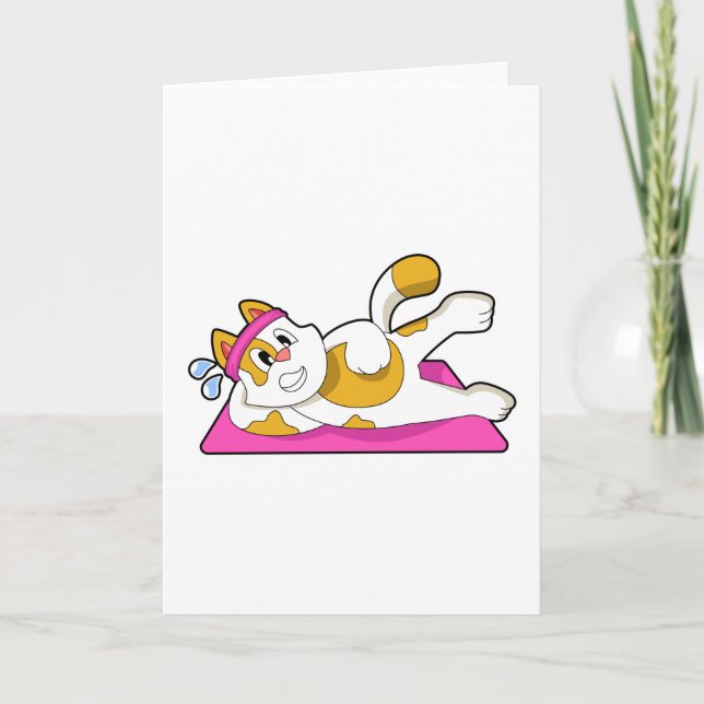 Cat at Yoga Stretching exercise Card (Front)