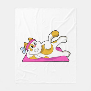 Cat at Yoga Stretching exercise Fleece Blanket