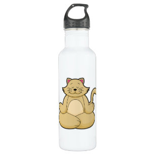 Cat at Yoga Stretching exercise in Cross legged 710 Ml Water Bottle