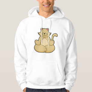 Cat at Yoga Stretching exercise in Cross legged Hoodie