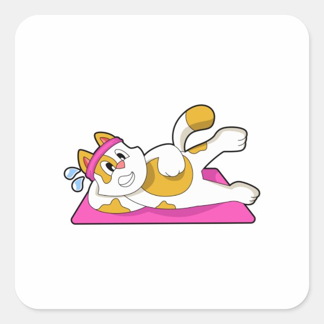 Cat at Yoga Stretching exercise Square Sticker (Front)