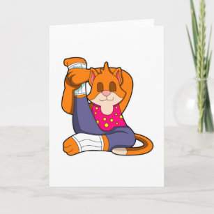 Cat at Yoga stretching exercises Card