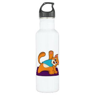 Cat at Yoga with Yoga mat 710 Ml Water Bottle