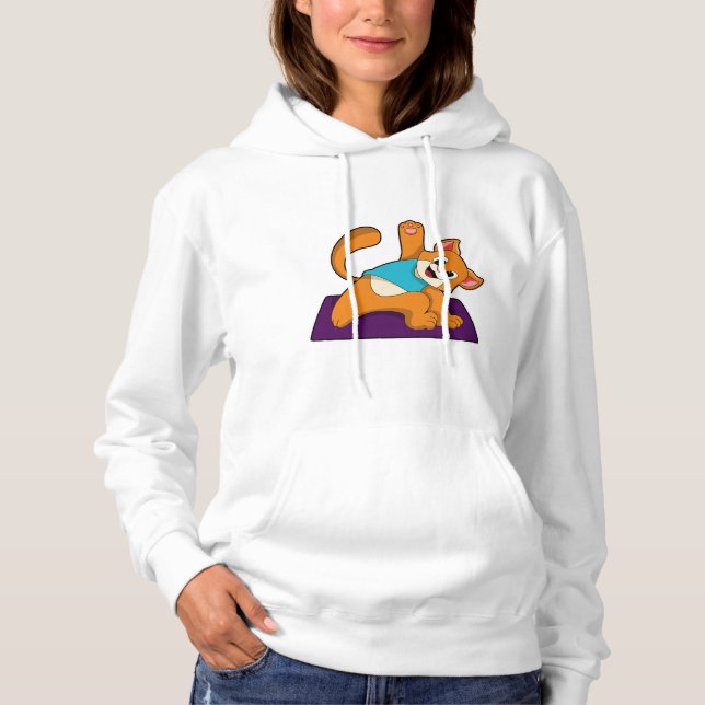 Cat at Yoga with Yoga mat Hoodie (Front)