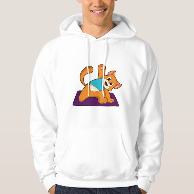 Cat at Yoga with Yoga mat Hoodie (Front)