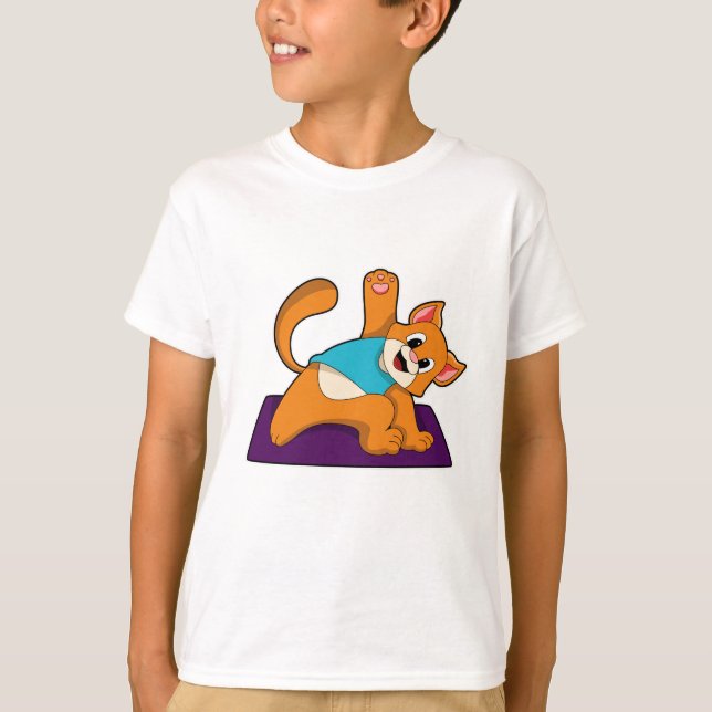 Cat at Yoga with Yoga mat T-Shirt (Front)