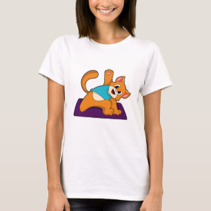 Cat at Yoga with Yoga mat T-Shirt