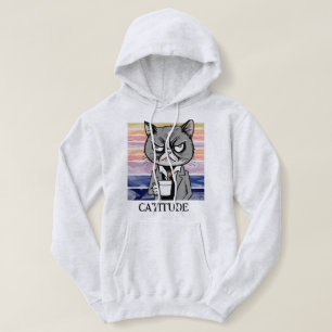 Cat Attitude "Catitude" Pullover, Funny Cat Mum Hoodie
