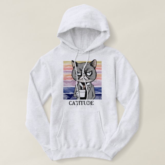 Cat Attitude "Catitude" Pullover, Funny Cat Mum Hoodie (Design Front)