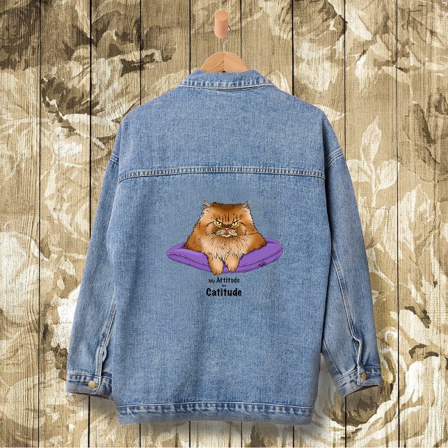 Cat Attitude funny Denim Jacket (Creator Uploaded)
