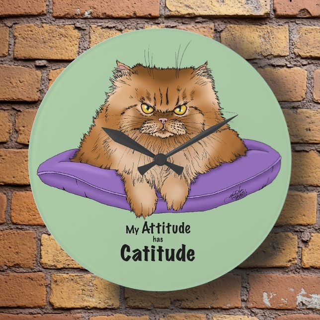 Cat Attitude Funny Large Clock (Creator Uploaded)
