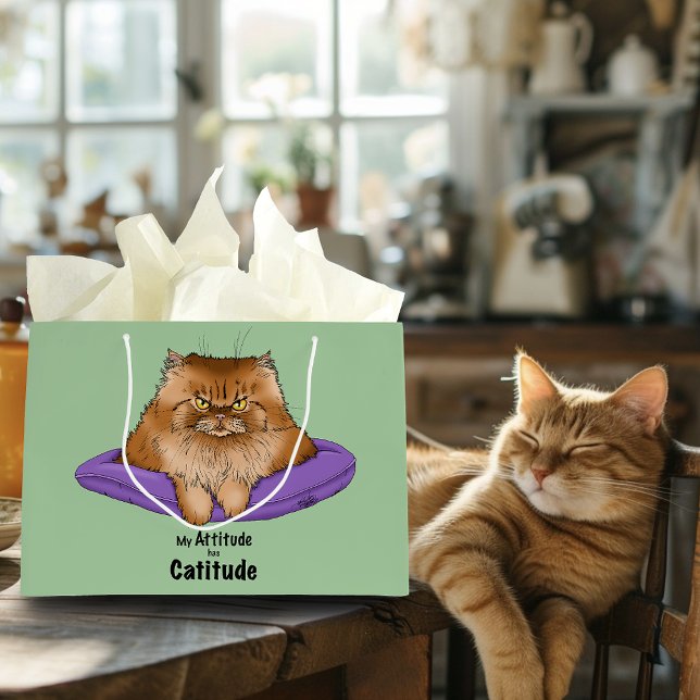 Cat Attitude Funny Large Gift Bag (Creator Uploaded)