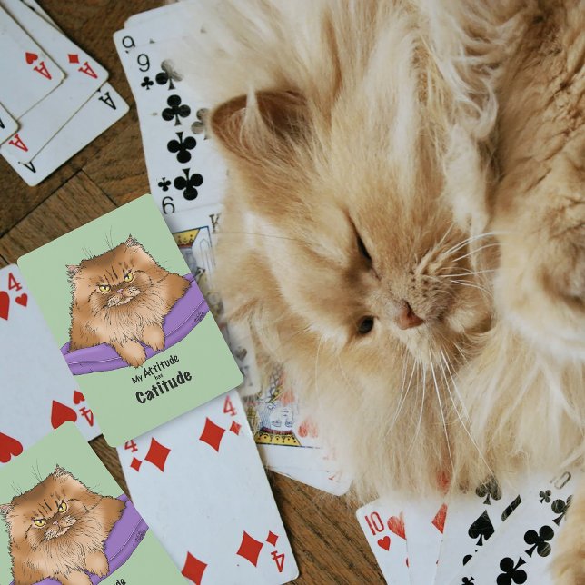 Cat Attitude Funny Playing Cards (Creator Uploaded)