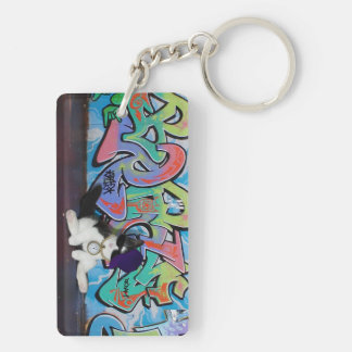Cat Attitude.....Kitten and Graffiti Wall Key Ring