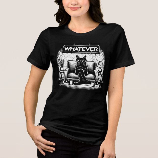 Cat Attitude, Whatever Moody Cat  Tri-Blend Shirt (Front)