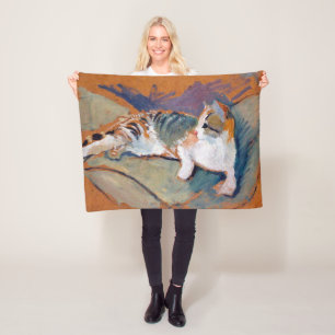 Cat, August Macke Fleece Blanket