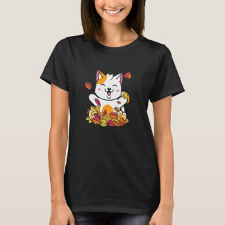 Cat Autumn Leaves T-Shirt