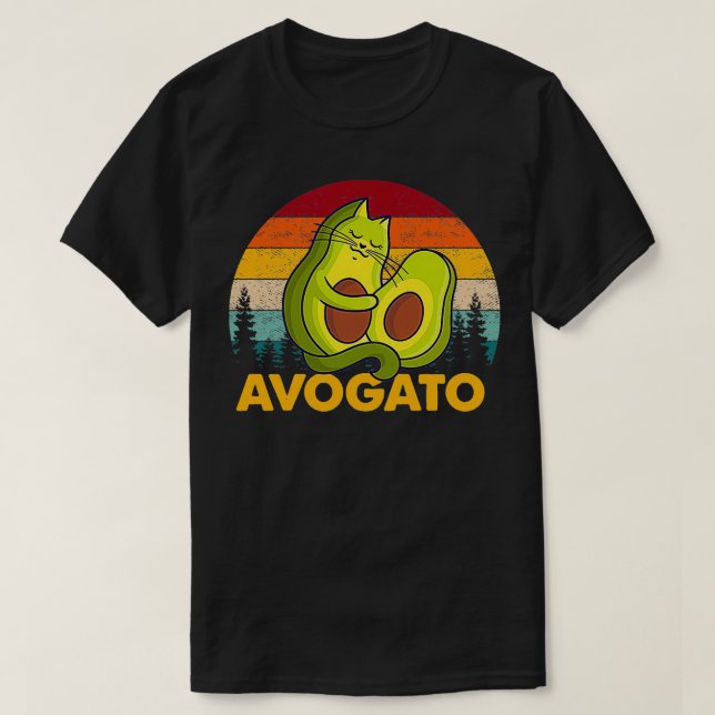 Cat Avogato Avocado T-Shirt (Design Front)