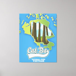 cat ba national park vietnam travel map  canvas print