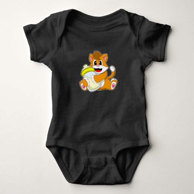 Cat Baby bottle Milk Bodysuit (Front)