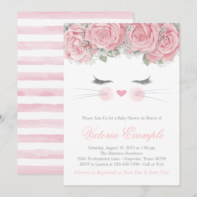 Cat Baby Shower Invitation (Front/Back)