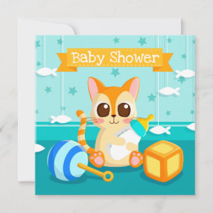 Cat Baby Shower Invitation