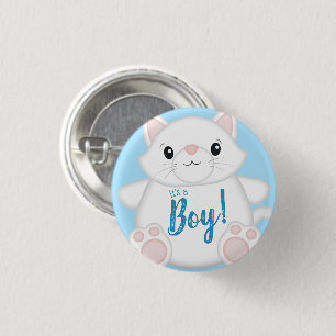 Cat Baby Shower Kitty Blue 3 Cm Round Badge