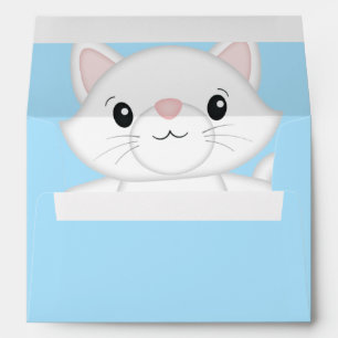 Cat Baby Shower Kitty Blue Envelope