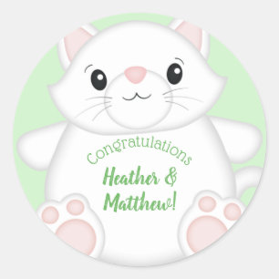 Cat Baby Shower Kitty Classic Round Sticker
