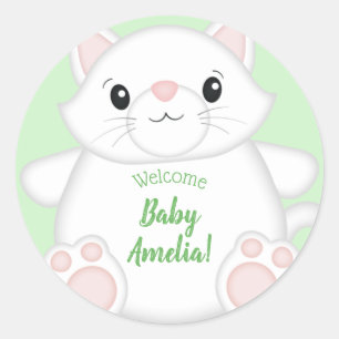 Cat Baby Shower Kitty Classic Round Sticker
