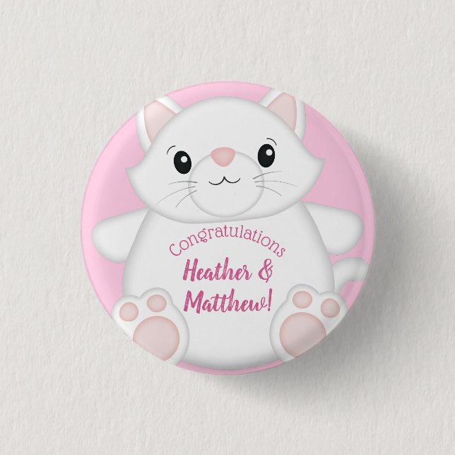 Cat Baby Shower Kitty Pink 3 Cm Round Badge (Front)