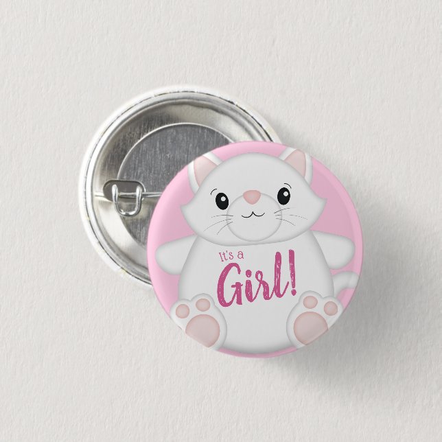 Cat Baby Shower Kitty Pink 3 Cm Round Badge (Front & Back)