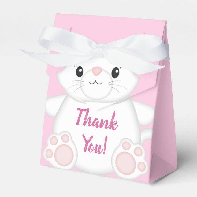 Cat Baby Shower Kitty Pink Favour Box (Front Side)