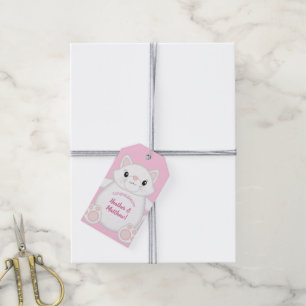 Cat Baby Shower Kitty Pink Gift Tags