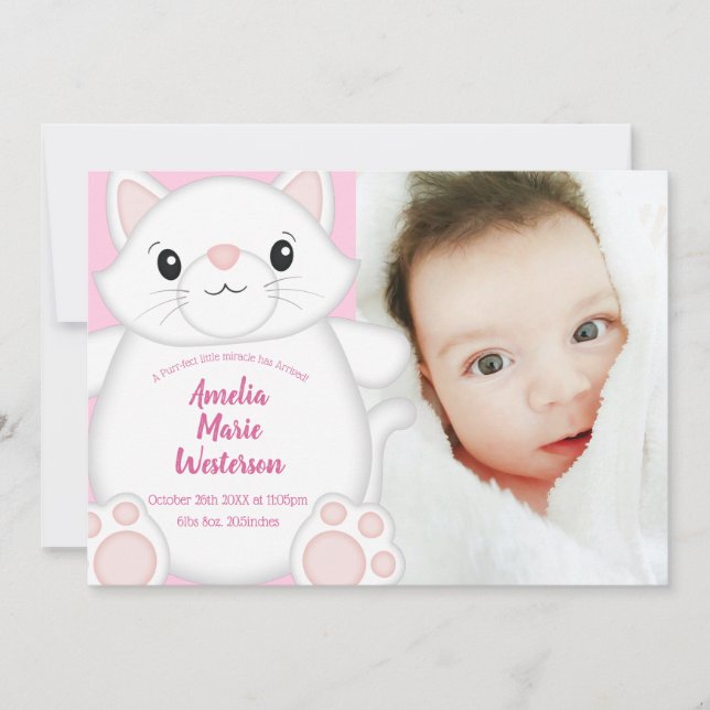 Cat Baby Shower Kitty Pink Invitation (Front)