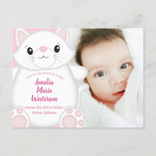 Cat Baby Shower Kitty Pink Postcard