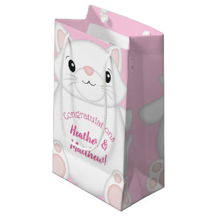 Cat Baby Shower Kitty Pink Small Gift Bag