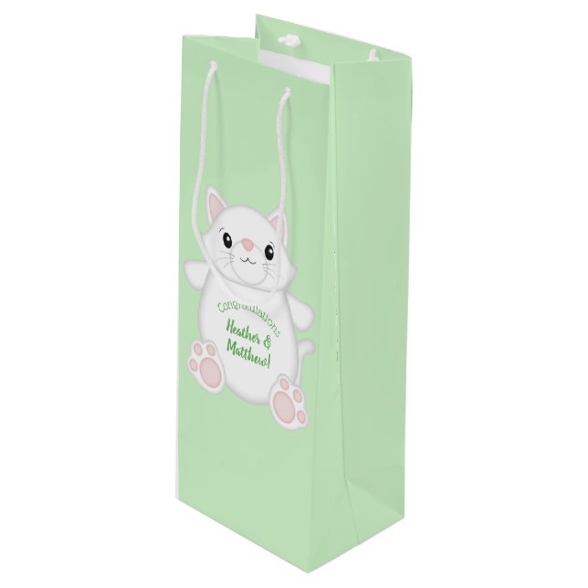 Cat Baby Shower Kitty Wine Gift Bag (Front Angled)