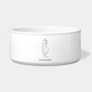 Cat Back View Large Pet Bowl Personalized