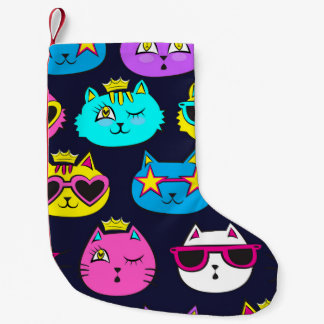 Cat badges, pop art textile small christmas stocking