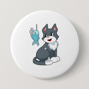 Cat Bait Fish 7.5 Cm Round Badge