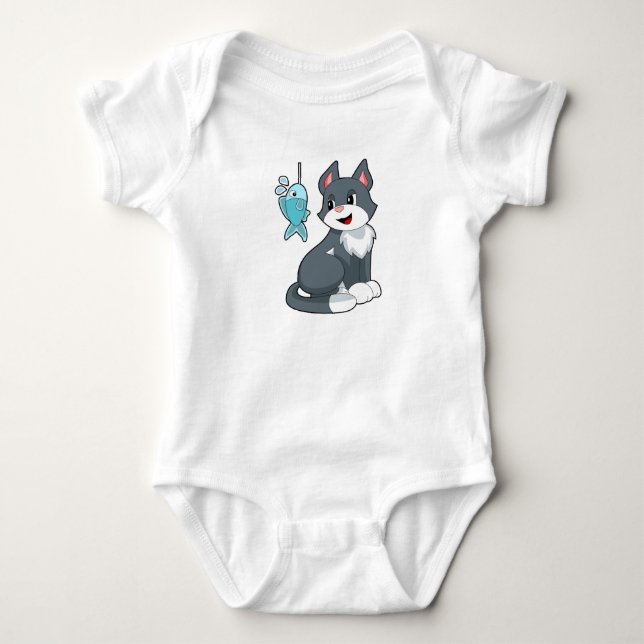 Cat Bait Fish Baby Bodysuit (Front)