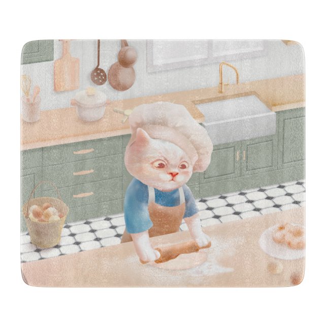 Cat Baker Baby – Cosy Morning Kneading Cutting Board (Front)