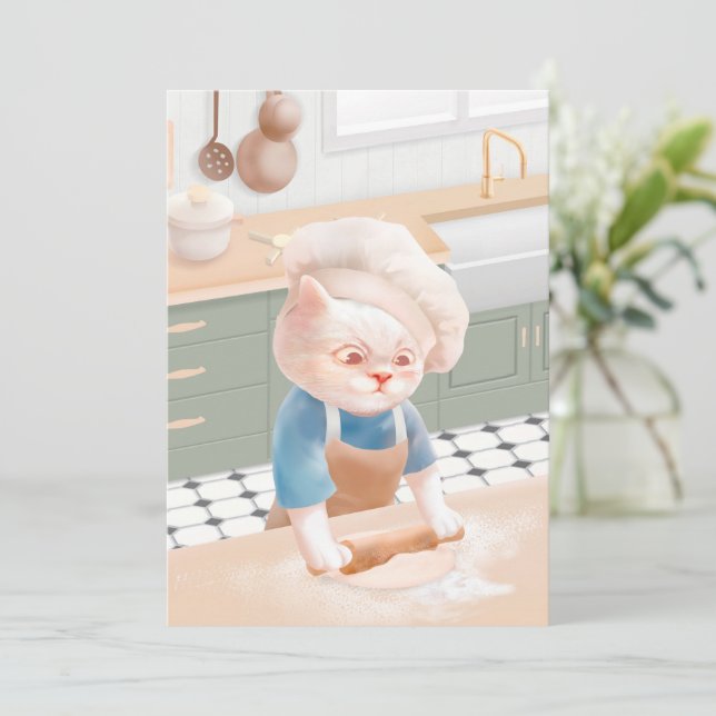 Cat Baker Baby – Cosy Morning Kneading Holiday Card (Standing Front)