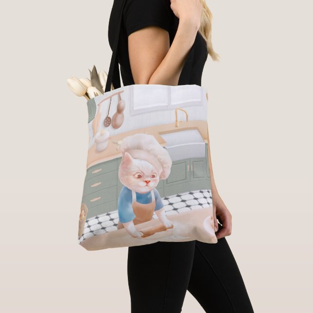 Cat Baker Baby – Cosy Morning Kneading Tote Bag (Close Up)