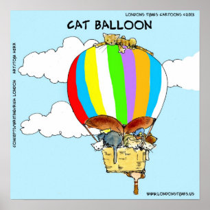 Cat Balloon Funny Poster