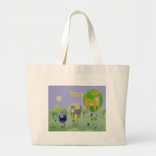 Cat Balloon Race Large Tote Bag