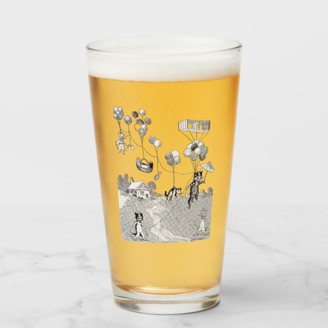 Cat Balloon Trip, Louis Wain Glass (Front Filled)