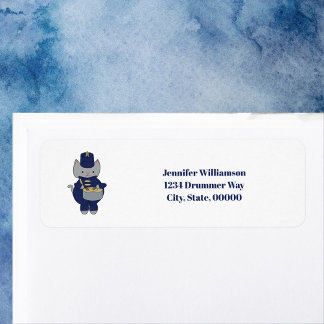 Cat Band Drummer Navy Blue Gold Personalize Return