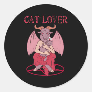 Cat Baphomet Satanic Goat Witchcraft Lucifer Classic Round Sticker